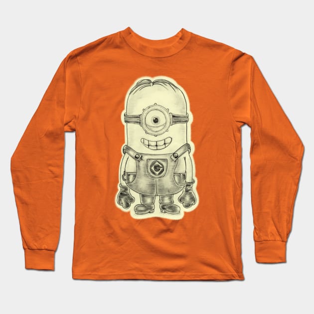 Minion Drawing Long Sleeve T-Shirt by Ricardo77